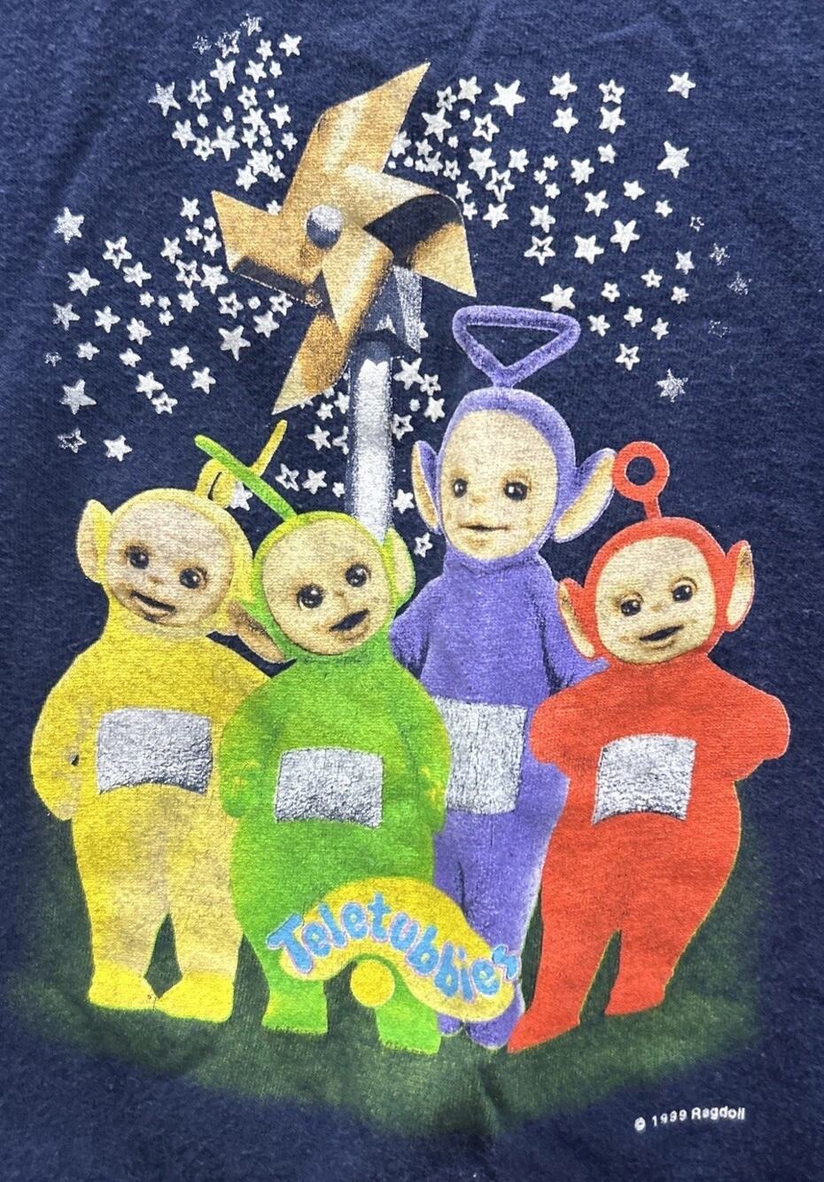 Youth Vintage 1999 Ragdoll Teletubbies 2 Sided Graphic T Shirt Size 7 *C8